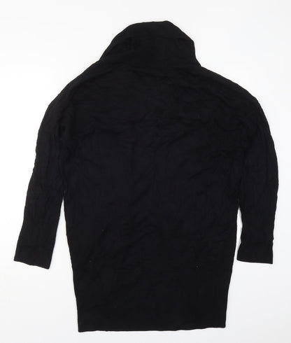 Woman Womens Black V-Neck  Viscose Cardigan Jumper Size XL