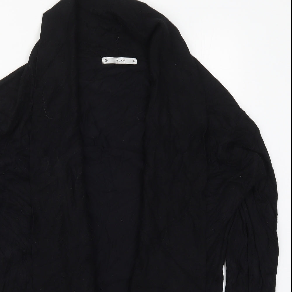 Woman Womens Black V-Neck  Viscose Cardigan Jumper Size XL