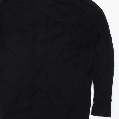 Woman Womens Black V-Neck  Viscose Cardigan Jumper Size XL