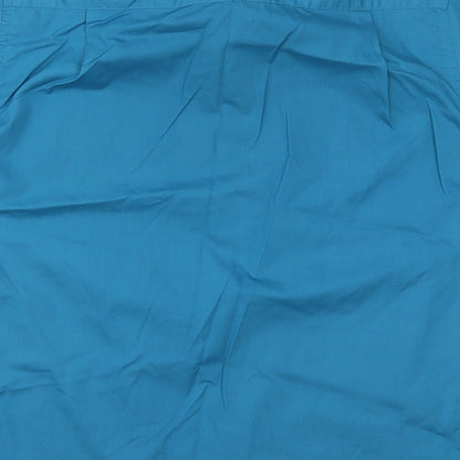 Mens UK Size 16 BHS Blue  Button-Up Short Sleeve Casual Shirt