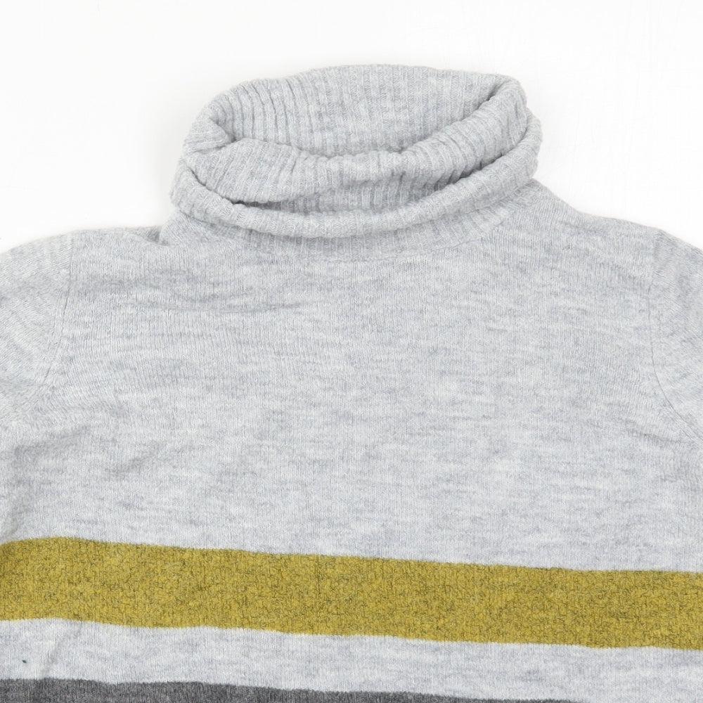 TU Womens Grey Roll Neck Striped Acrylic Pullover Jumper Size 10