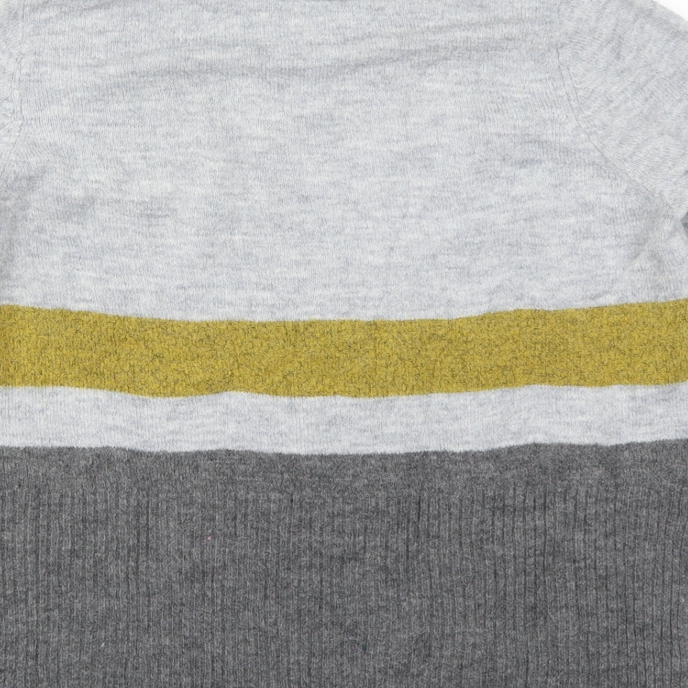 TU Womens Grey Roll Neck Striped Acrylic Pullover Jumper Size 10