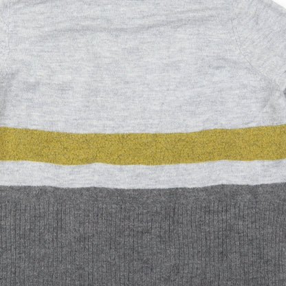 TU Womens Grey Roll Neck Striped Acrylic Pullover Jumper Size 10