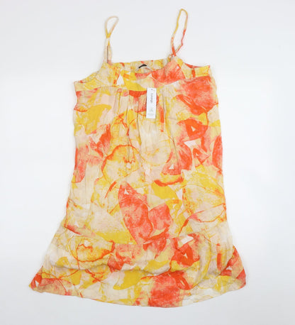 George Womens Yellow Floral Viscose Mini    Square Neck