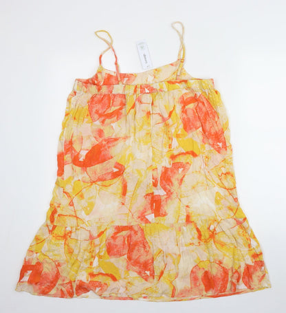 George Womens Yellow Floral Viscose Mini    Square Neck