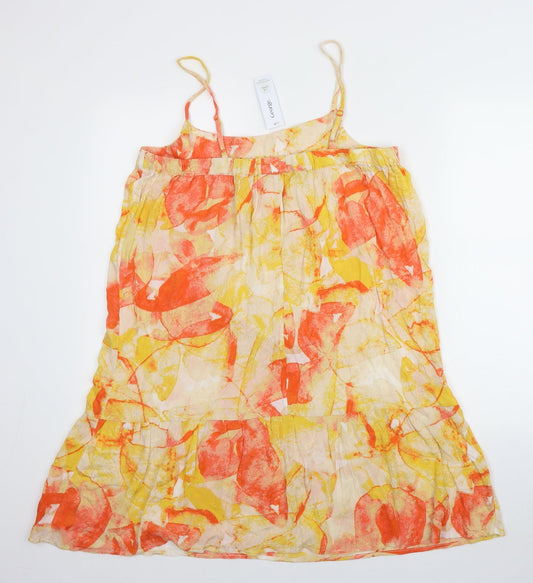 George Womens Yellow Floral Viscose Mini    Square Neck