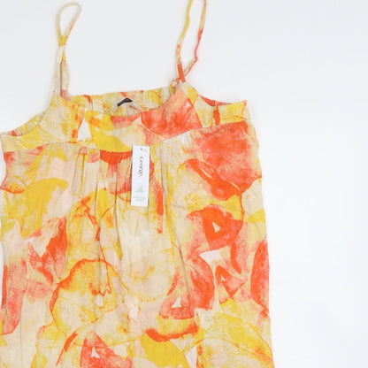 George Womens Yellow Floral Viscose Mini    Square Neck