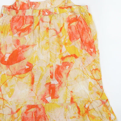 George Womens Yellow Floral Viscose Mini    Square Neck