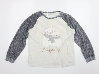 Nutmeg Womens Ivory Solid Polyester Top Pyjama Top Size 12   - 'Snuggle Up'