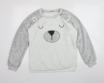 Front view of Tu women’s grey polyester top pyjama top, size UK 8