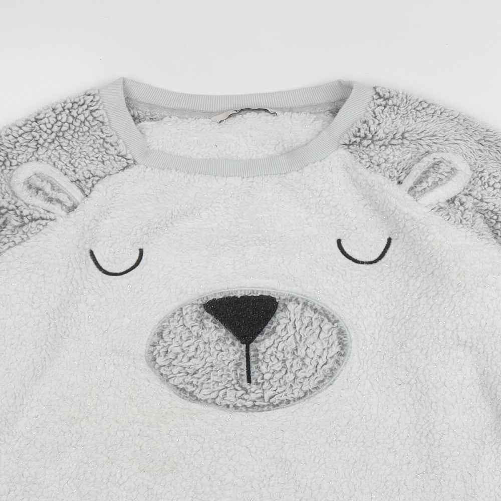 Close-up detail of Tu women’s grey polyester top pyjama top, size UK 8