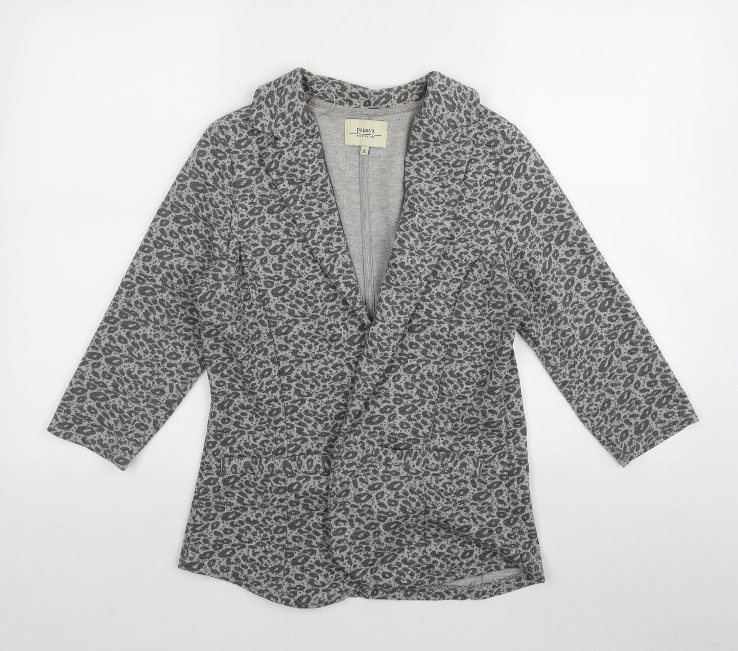 Papaya Womens Grey Animal Print  Jacket  Size 12