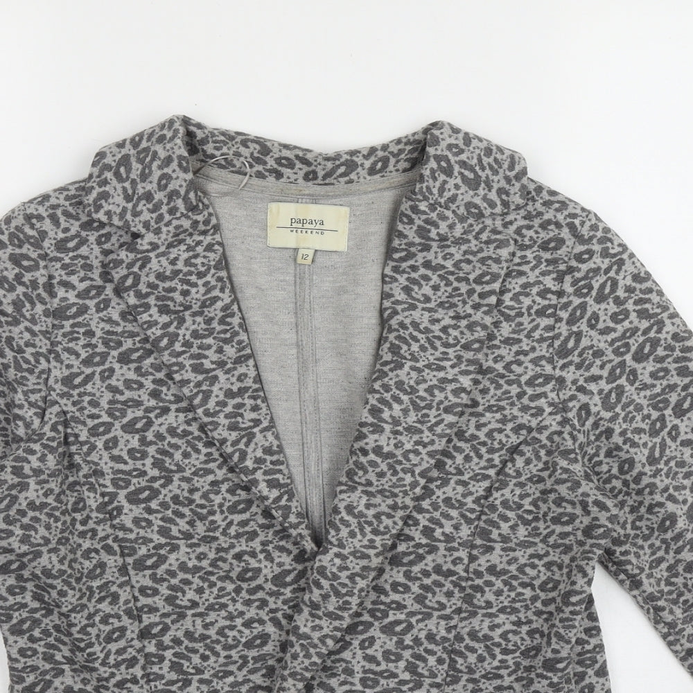 Papaya Womens Grey Animal Print  Jacket  Size 12