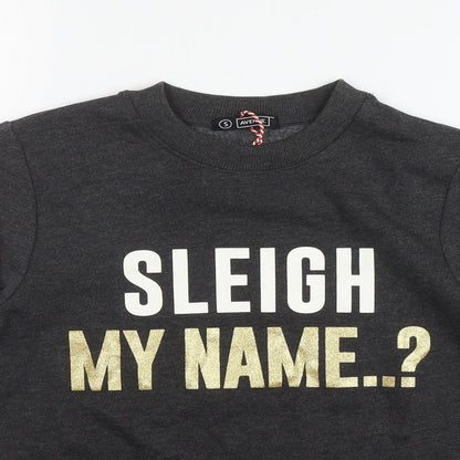 Avenue Womens Grey  Cotton Pullover Sweatshirt Size S   - 'Sleigh my name'