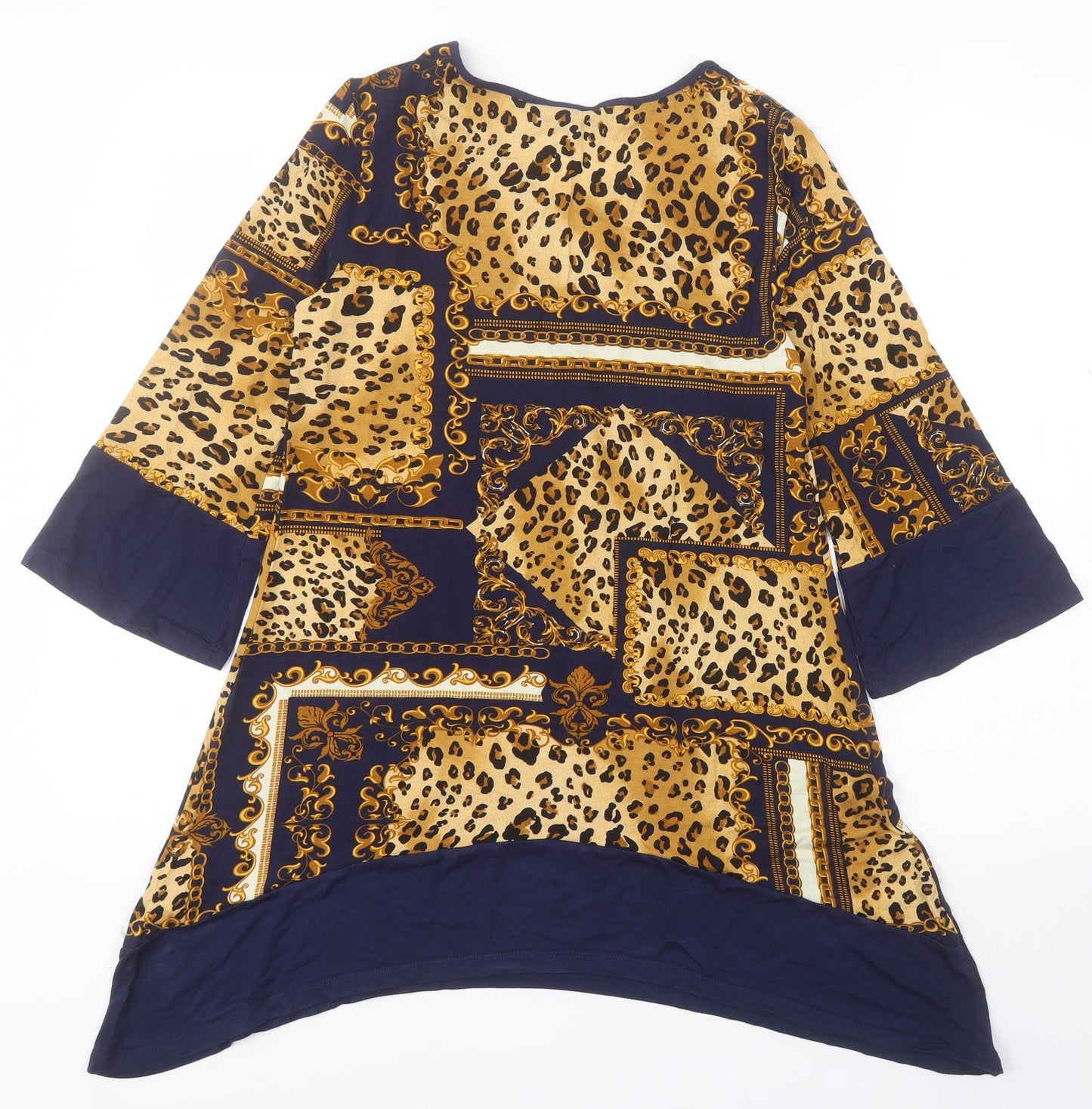 George Womens Blue Animal Print Viscose A-Line  Size 10  V-Neck Pullover