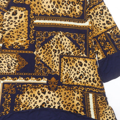 George Womens Blue Animal Print Viscose A-Line  Size 10  V-Neck Pullover