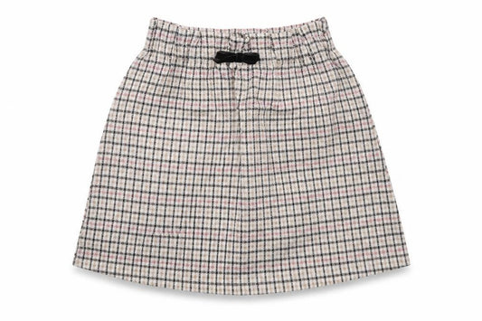 Front view of Primark girls’ white check polyester a-line skirt, size 6-7, years regular pull on