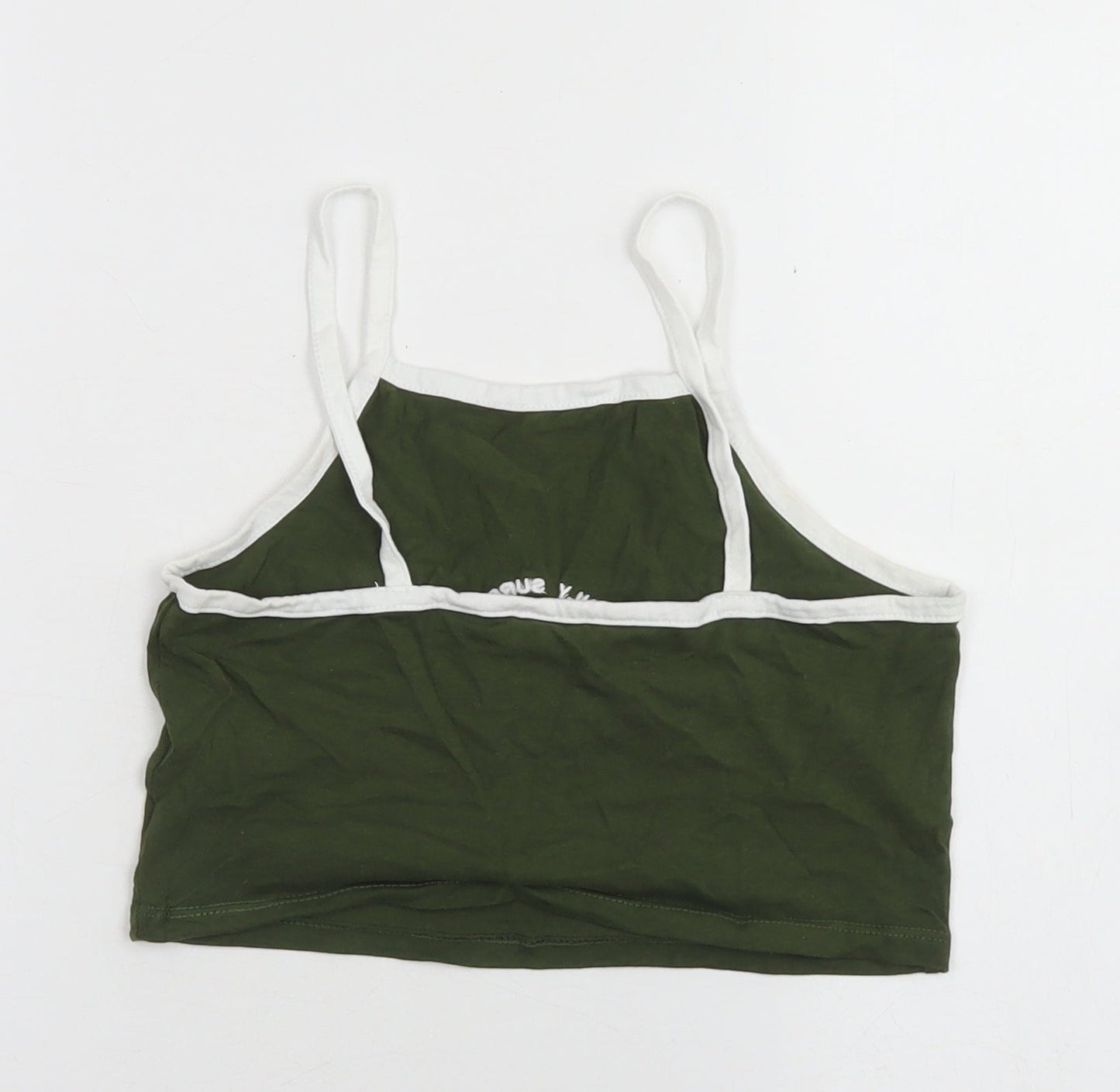 Matalan Girls Green  Cotton Cropped Tank Size 10 Years Square Neck  - Malibu Surf Club