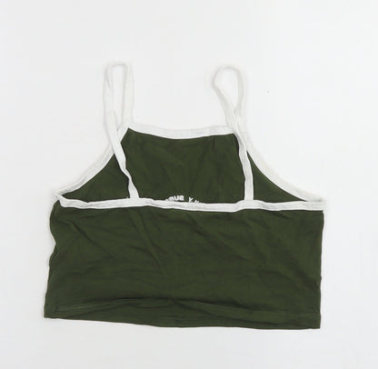 Matalan Girls Green  Cotton Cropped Tank Size 10 Years Square Neck  - Malibu Surf Club