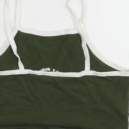 Matalan Girls Green  Cotton Cropped Tank Size 10 Years Square Neck  - Malibu Surf Club