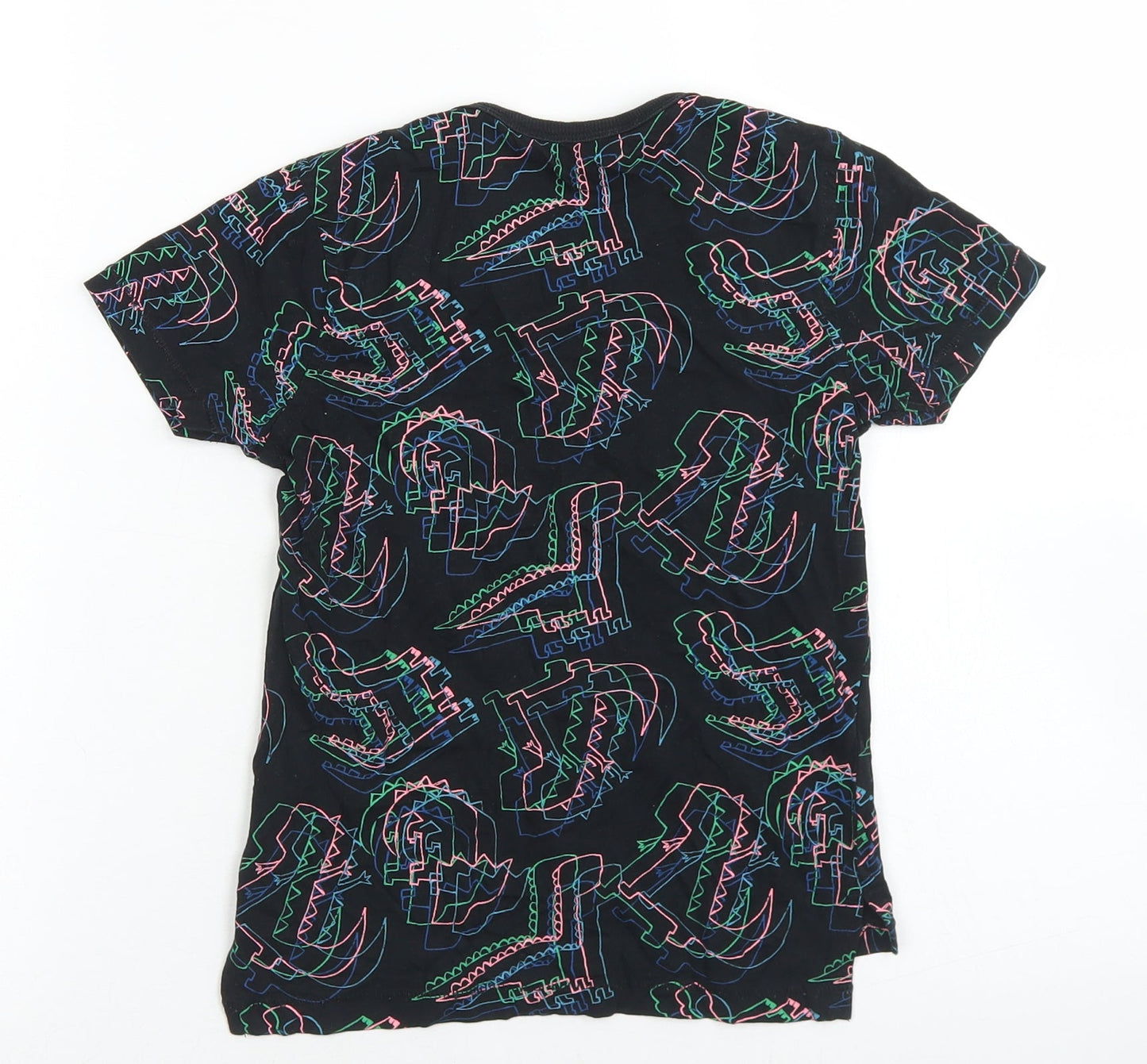 George Boys Black Geometric Cotton Basic T-Shirt Size 5-6 Years Crew Neck  - Dinosaurs