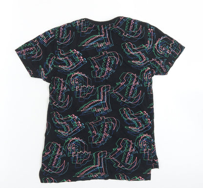 George Boys Black Geometric Cotton Basic T-Shirt Size 5-6 Years Crew Neck  - Dinosaurs