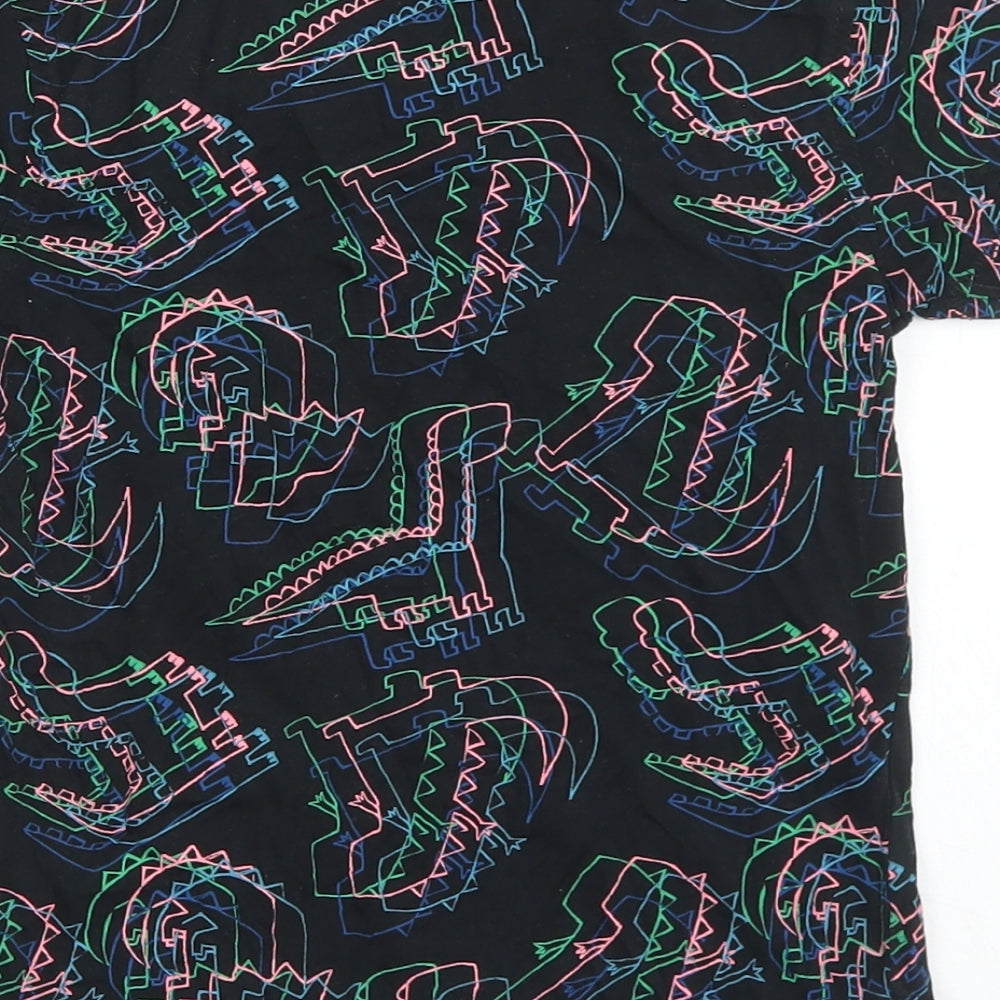 George Boys Black Geometric Cotton Basic T-Shirt Size 5-6 Years Crew Neck  - Dinosaurs