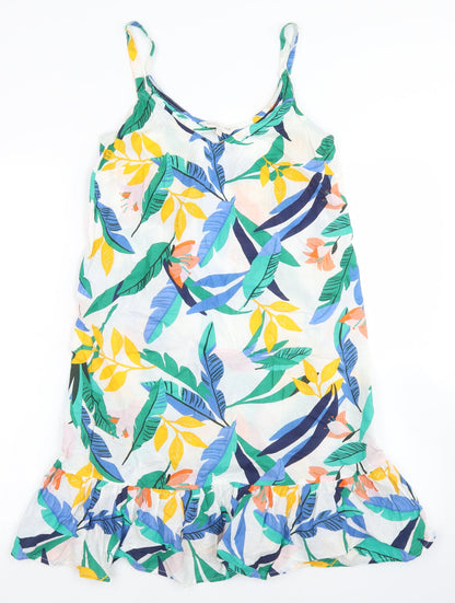 F&F Womens White Floral Cotton Tank Dress  Size 10  Round Neck