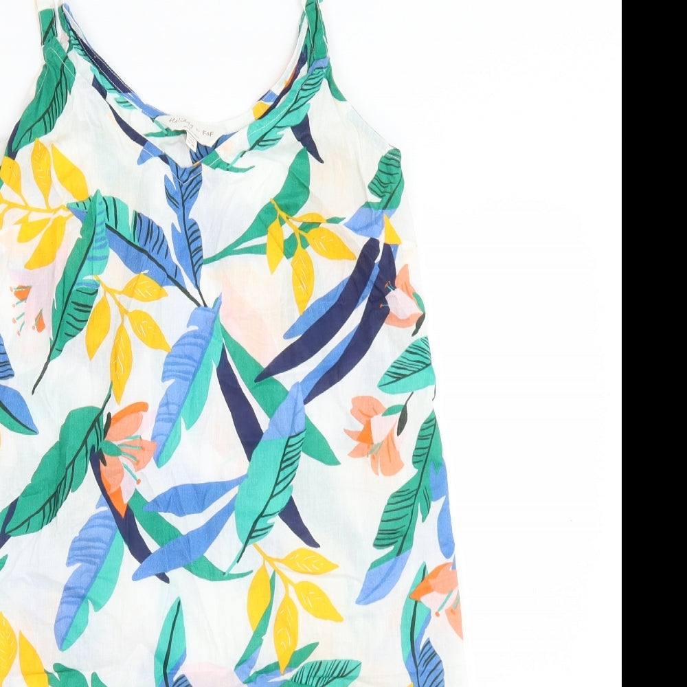 F&F Womens White Floral Cotton Tank Dress  Size 10  Round Neck