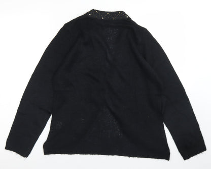 Butterfly Womens Black V-Neck  Acrylic Cardigan Jumper Size 14