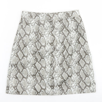 Divided Womens Grey Animal Print Polyester A-Line Skirt Size 4   Zip