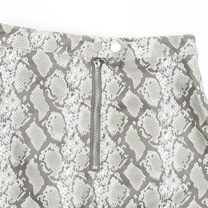 Divided Womens Grey Animal Print Polyester A-Line Skirt Size 4   Zip