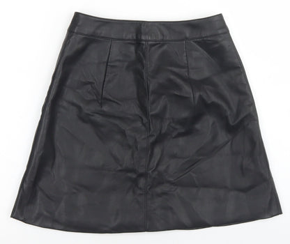 Divided Womens Black  Polyester A-Line Skirt Size 4   Snap