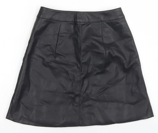 Divided Womens Black  Polyester A-Line Skirt Size 4   Snap