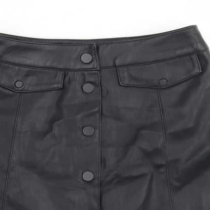 Divided Womens Black  Polyester A-Line Skirt Size 4   Snap
