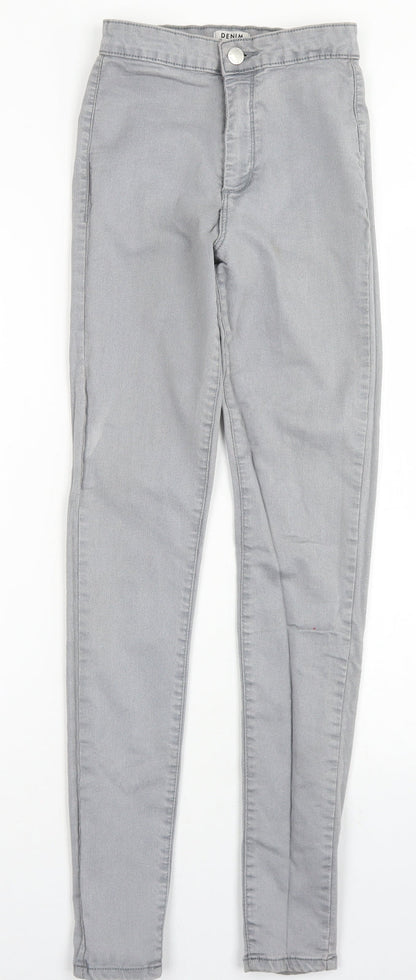 Miss Selfridge Womens Grey  Cotton Skinny Jeans Size 8 L29 in Regular Button