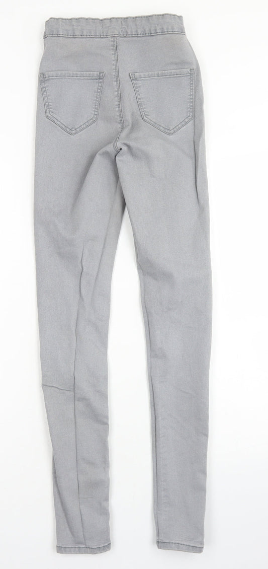 Miss Selfridge Womens Grey  Cotton Skinny Jeans Size 8 L29 in Regular Button