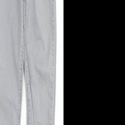 Miss Selfridge Womens Grey  Cotton Skinny Jeans Size 8 L29 in Regular Button