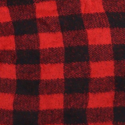 Primark Womens Red Crew Neck Check Acrylic Pullover Jumper Size S