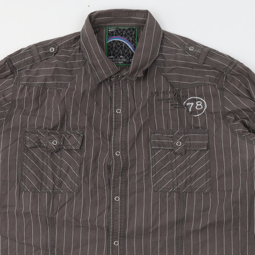 Mens UK Size XL NEXT Brown  Button-Up Long Sleeve Casual Shirt