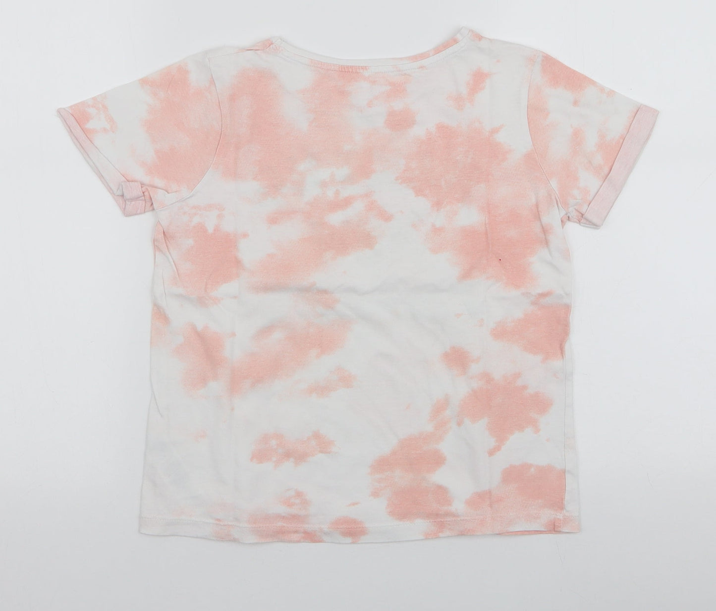 Primark Girls Pink  100% Cotton Jersey T-Shirt Size 10-11 Years Round Neck Pullover - Tie dye