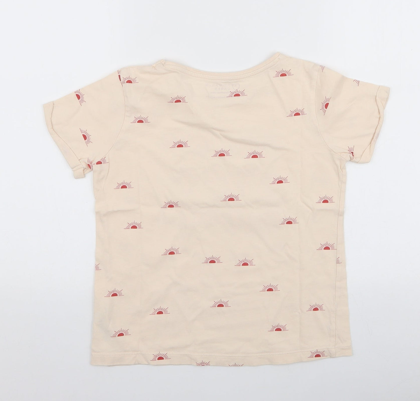 Primark Girls Beige  100% Cotton Jersey T-Shirt Size 10-11 Years Round Neck Pullover - Sunshine state of mind