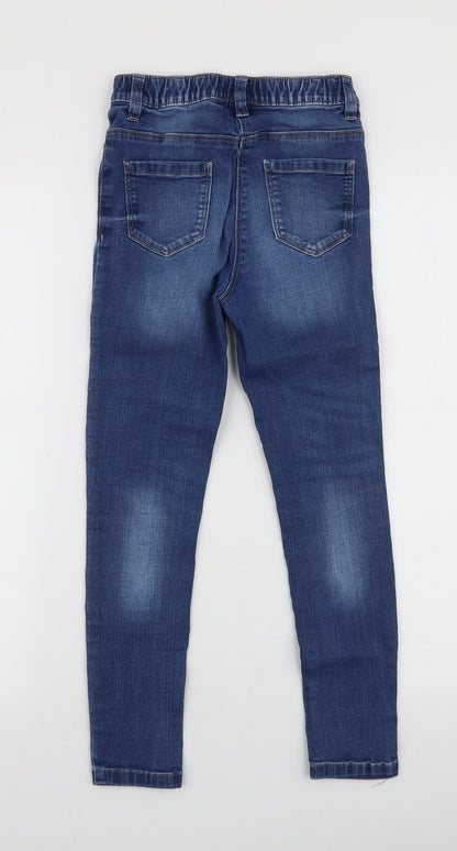 NEXT Girls Blue  Cotton Skinny Jeans Size 9 Months  Slim Pullover