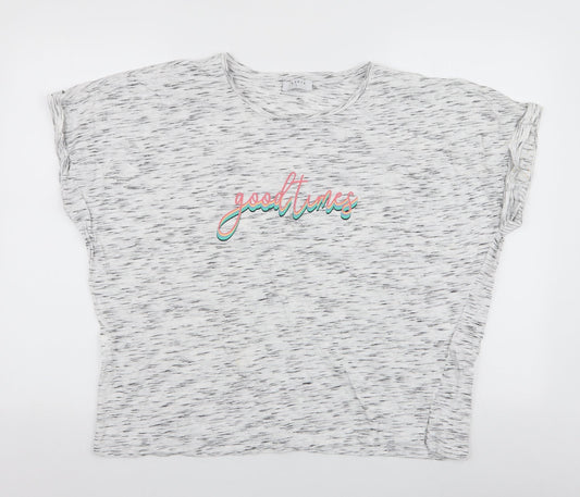 Papaya Womens White Striped Cotton Jersey T-Shirt Size L Round Neck - Good Times