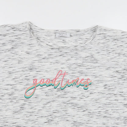 Papaya Womens White Striped Cotton Jersey T-Shirt Size L Round Neck - Good Times