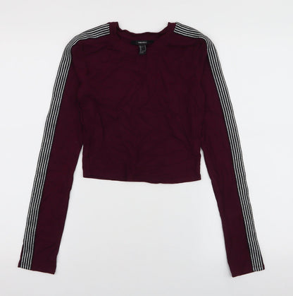 FOREVER 21 Womens Purple   Cropped T-Shirt Size S Round Neck