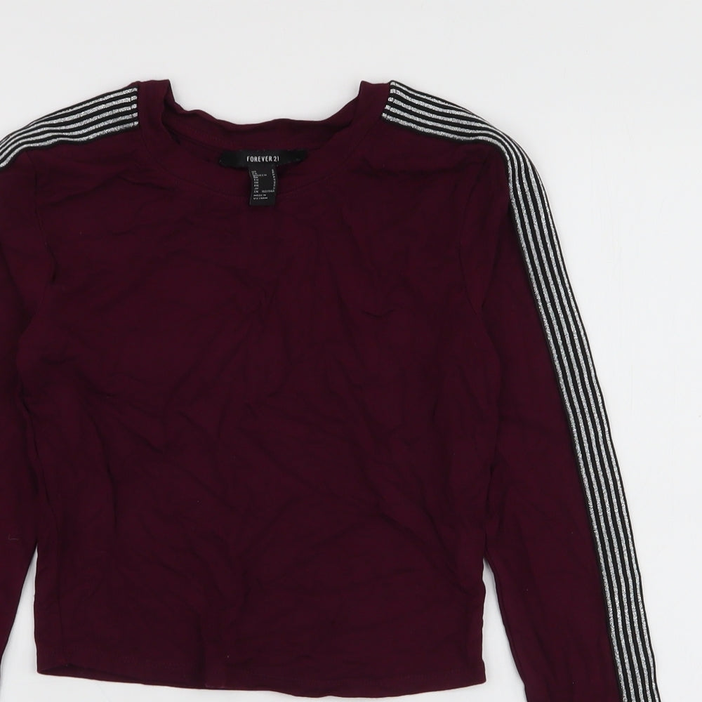 FOREVER 21 Womens Purple   Cropped T-Shirt Size S Round Neck