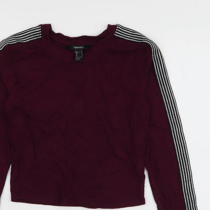 FOREVER 21 Womens Purple   Cropped T-Shirt Size S Round Neck