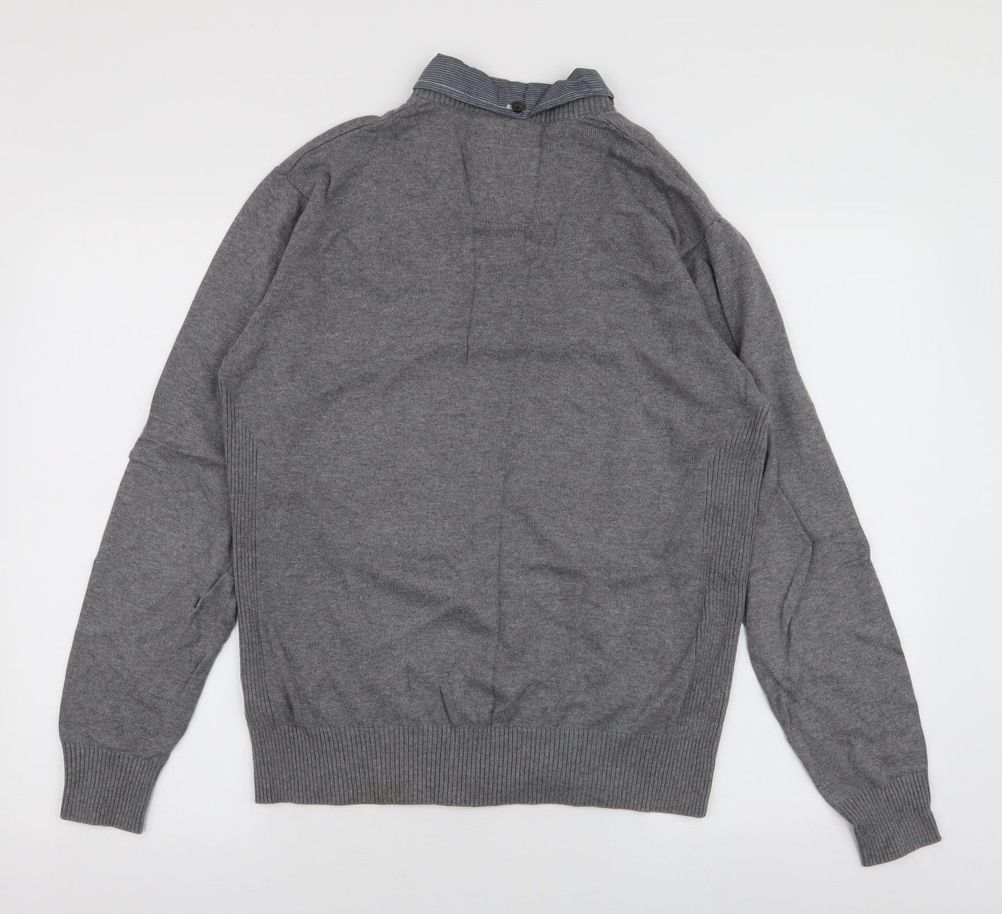 Matalan Mens Grey Collared  Cotton Pullover Jumper Size M