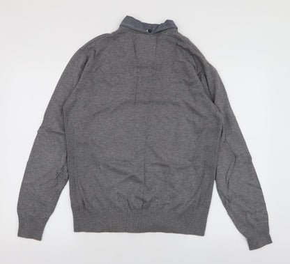 Matalan Mens Grey Collared  Cotton Pullover Jumper Size M